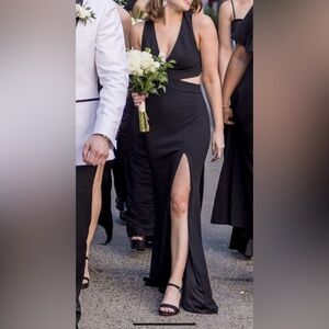 Black full length gown with cutouts
